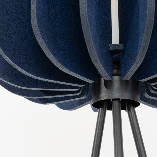 Stehlampe Tripod Filz Marineblau E27 H:134 cm Schalter