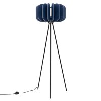 Stehlampe Tripod Filz Marineblau E27 H:134 cm Schalter