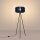 Stehlampe Tripod Filz Marineblau E27 H:134 cm Schalter