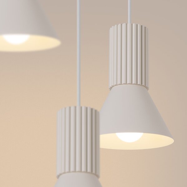 Pendelleuchte Metall Beige E14 L:30 cm 3-flammig