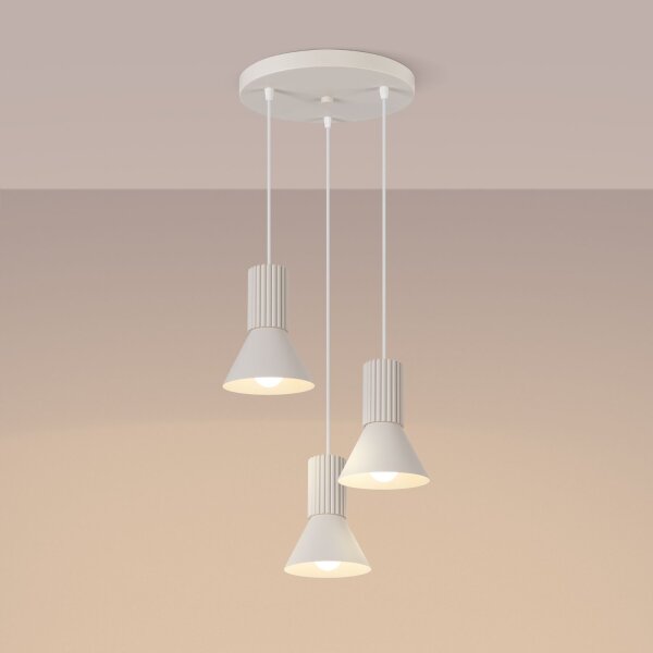 Pendelleuchte Metall Beige E14 L:30 cm 3-flammig
