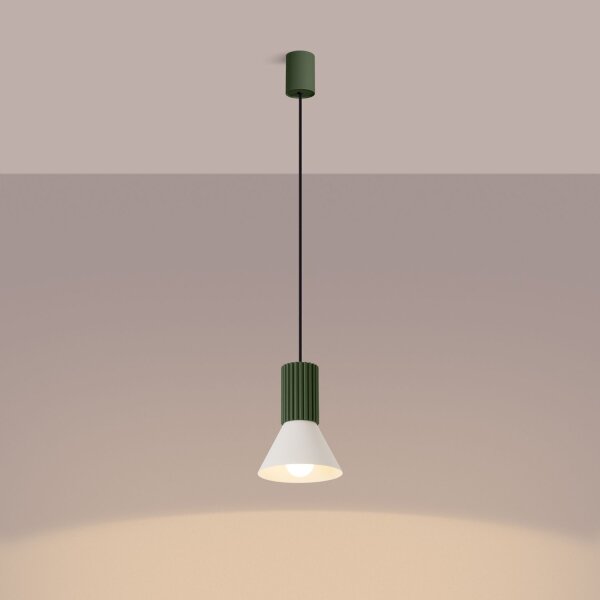 Hängelampe Stahl Aluminium Grün E14 L:14 cm Modern