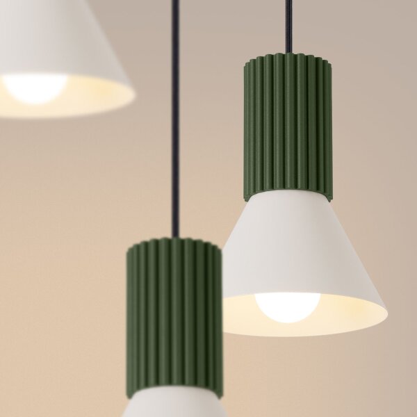 Hängelampe Stahl Aluminium Olivgrün Beige E14 L:30 cm