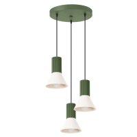 Hängelampe Stahl Aluminium Olivgrün Beige E14...
