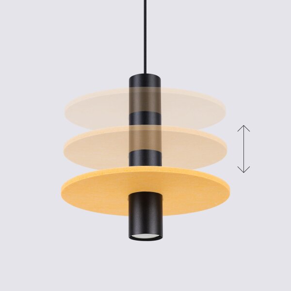 Hängelampe Stahl Filz Gelb GU10 Ø30 cm rund Modern