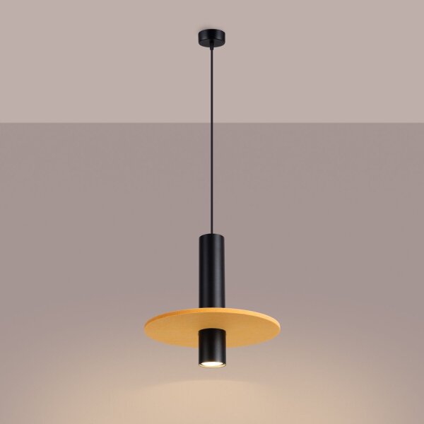 Hängelampe Stahl Filz Gelb GU10 Ø30 cm rund Modern