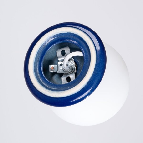 Wandleuchte Keramik Glas Blau G9 IP44 B:12 cm blendarm
