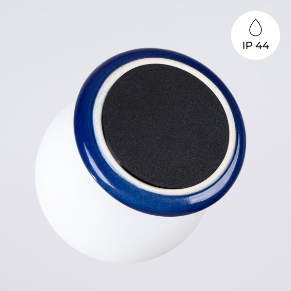Wandleuchte Keramik Glas Blau G9 IP44 B:12 cm blendarm