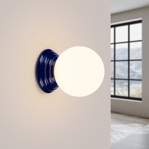 Wandleuchte Keramik Glas Blau G9 IP44 B:12 cm blendarm