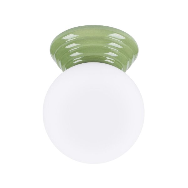 Deckenleuchte Keramik Glas Olivgrün G9 IP44 B:12 cm
