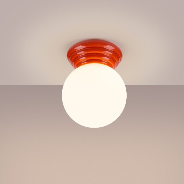 Deckenlampe Keramik Glas Pfirsich G9 IP44 B:12 cm