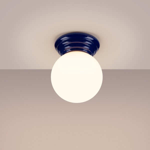 Deckenleuchte Keramik Glas Ultramarin G9 IP44 B:12 cm