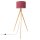 Stehlampe Holz Stoff Bordeauxrot E27 H:140 cm Schalter