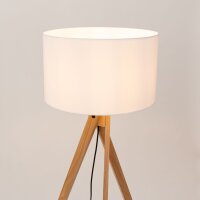 Stehleuchte Holz Stoff Weiß E27 H:140 cm Schalter