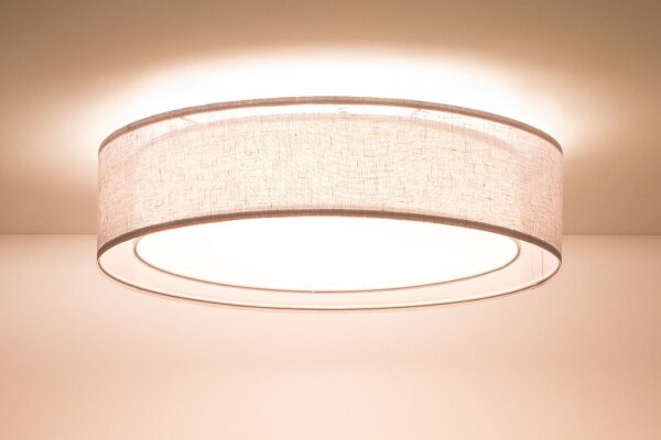 Runde Deckenlampe Stoff Beige E27 Ø60 cm blendarm