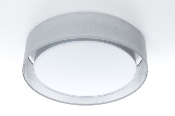 Deckenleuchte Stoff Grau E27 Ø50 cm rund blendarm