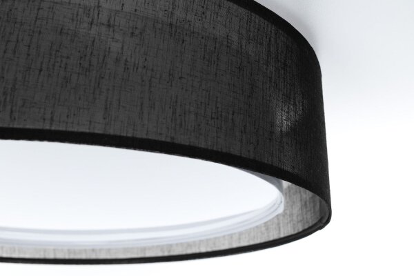 Runde Deckenlampe Stoff Schwarz E27 Ø60 cm blendarm