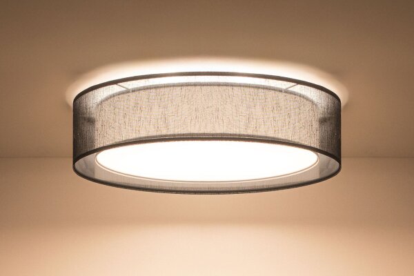 Runde Deckenlampe Stoff Schwarz E27 Ø60 cm blendarm