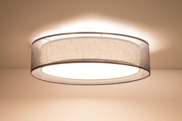 Runde Deckenlampe Stoff Anthrazit E27 Ø60 cm blendarm