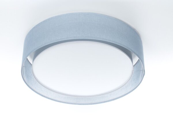 Runde Deckenlampe Stoffschirm Blau E27 Ø60 cm blendarm