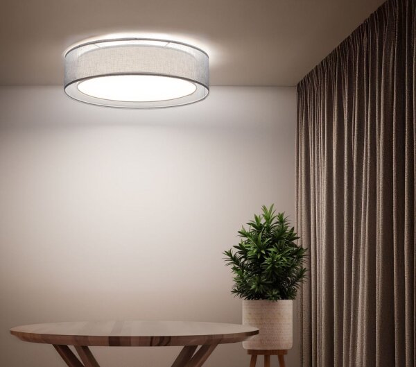 Runde Deckenlampe Stoffschirm Blau E27 Ø60 cm blendarm