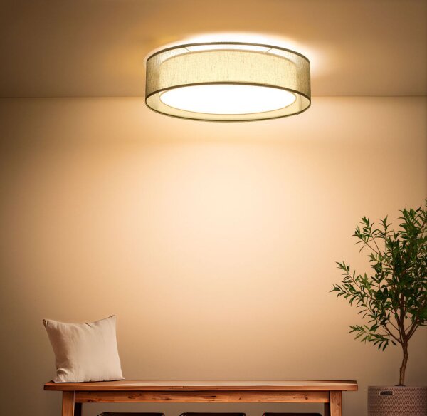 Runde Deckenlampe Stoff Grün E27 Ø60 cm blendarm