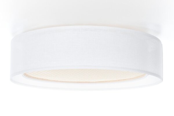 Runde Deckenlampe Stoff Weiß Gold E27 Ø60 cm blendarm