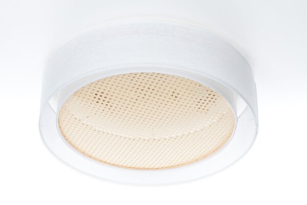 Runde Deckenlampe Stoff Weiß Gold E27 Ø60 cm blendarm