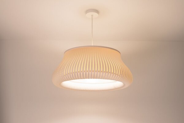 Runde Pendelleuchte Gold Weiß E27 Ø40 cm gemütlich