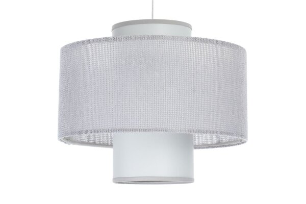 Runde Hängelampe Stoff Grau Weiß E27 Ø35 cm gemütlich