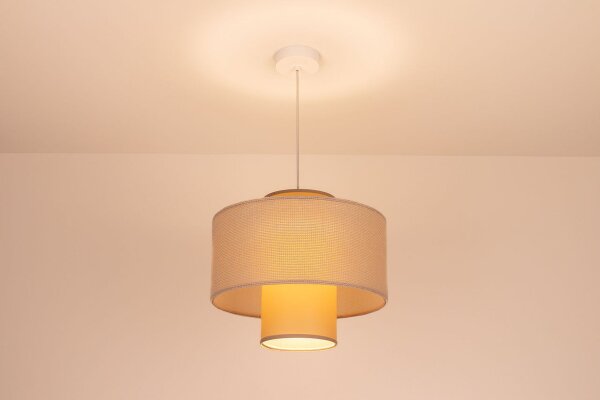 Runde Hängelampe Stoff Cremebeige E27 Ø35 cm blendarm
