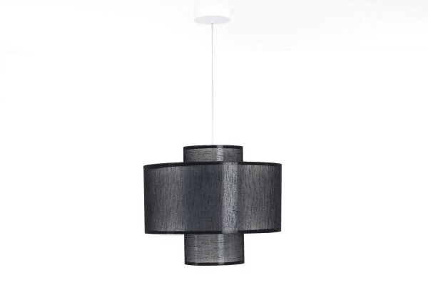 Hängelampe Stoff Schwarz Weiß E27 Ø35 cm blendarm