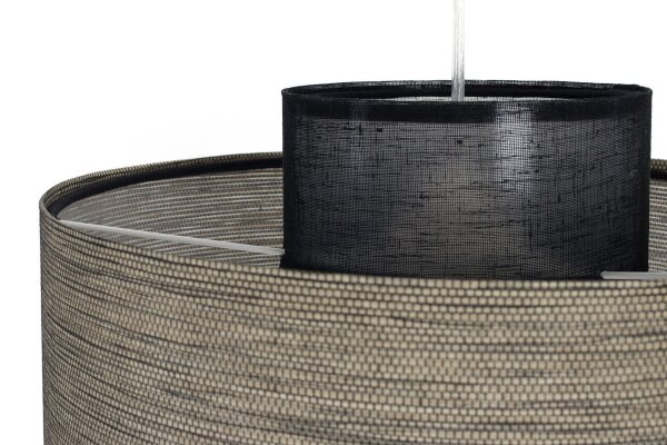 Runde Pendelleuchte Stoff Schwarz Braun E27 Ø35 cm