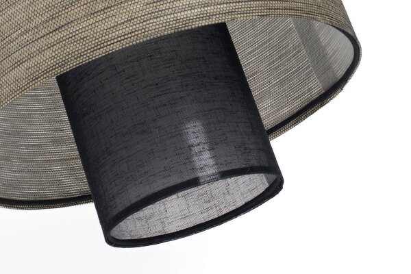 Runde Pendelleuchte Stoff Schwarz Braun E27 Ø35 cm