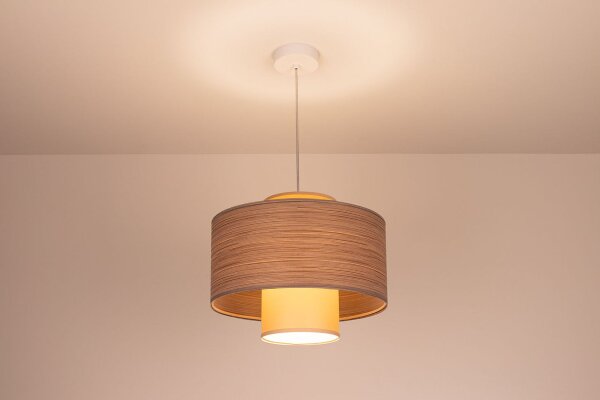 Runde Hängelampe Stoff Beige Braun E27 Ø35 cm blendarm