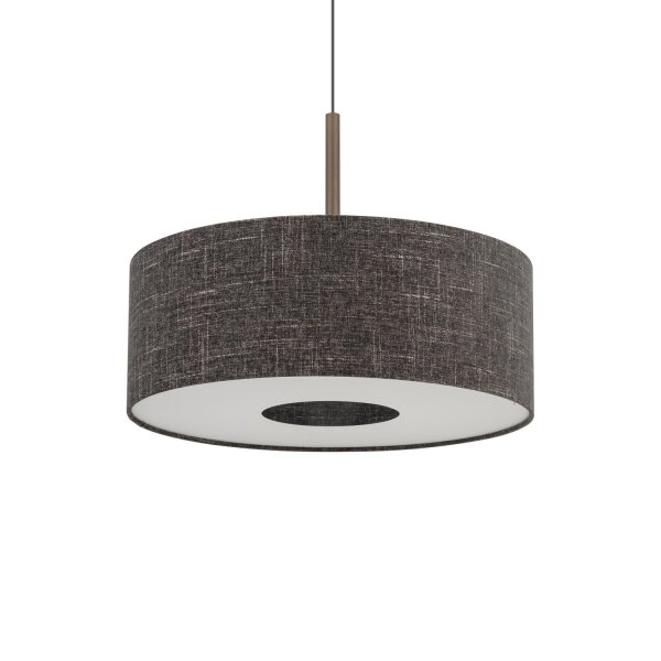 Pendelleuchte Stahl Stoff Schwarz E27 L:50 cm rund