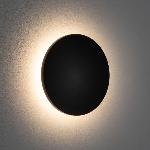 LED Wandlampe Schwarz indirekt IP54 3000 K Ø13 cm außen