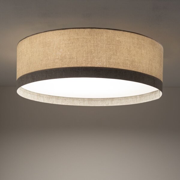 Deckenleuchte Stoff Beige E27 B:65 cm rund Modern