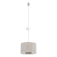 H&auml;ngelampe Seidengrau Stoff E27 L:40 cm rund Modern