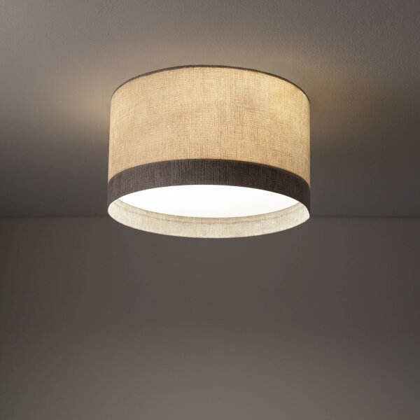 Deckenleuchte Beige Stoffschirm E27 rund B:35 cm Modern