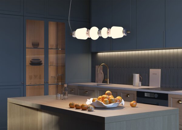 LED Pendelleuchte Keramik Glas Braun 3000 K L:71 cm