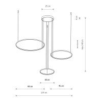 LED Pendelleuchte Stahl Weiß 3000 K L:125 cm Ringe