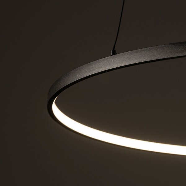 LED Hängelampe Stahl Schwarz 3000 K rund L:60 cm