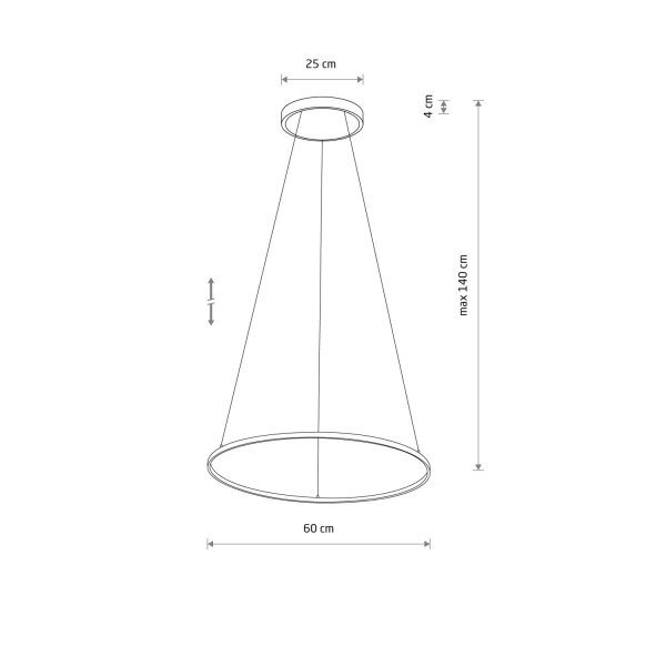 LED Hängelampe Stahl Schwarz 3000 K rund L:60 cm