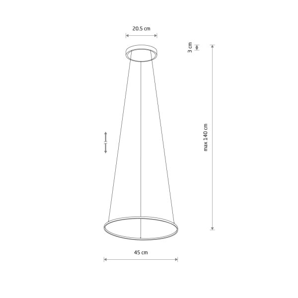 LED Pendelleuchte Stahl Schwarz 4000 K rund L:45 cm