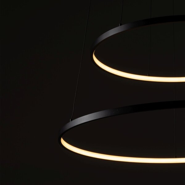 LED Hängelampe Stahl Schwarz 3000 K rund L:60 cm