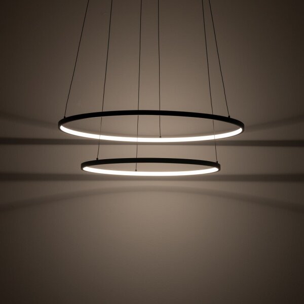 LED Hängelampe Stahl Schwarz 3000 K rund L:60 cm