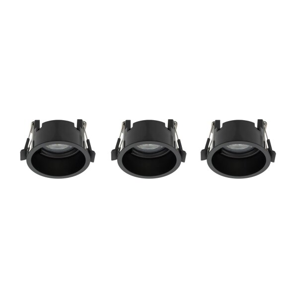Einbauspot 3-Set Schwarz GU10 rund B:7 cm Modern