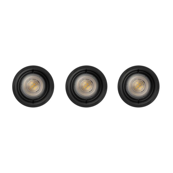 Einbauspot 3-Set Schwarz GU10 rund B:7 cm Modern