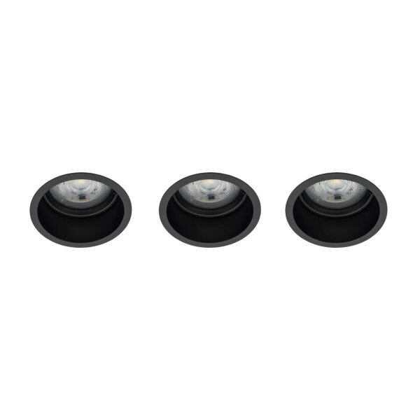 Einbauspot 3-Set Schwarz GU10 rund B:7 cm Modern